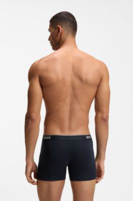Three-pack of boxer briefs in stretch cotton, Blue / Grey