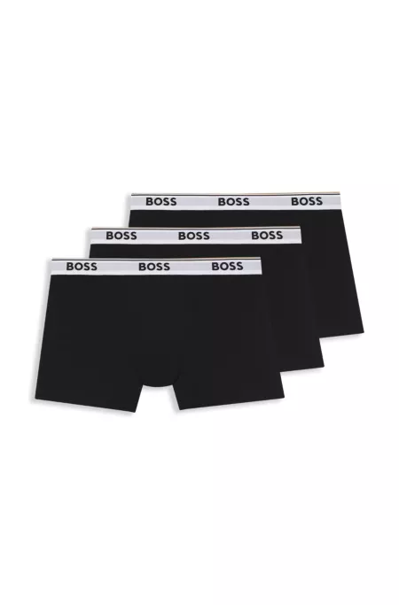 Lot de trois boxers longs en coton stretch avec logos