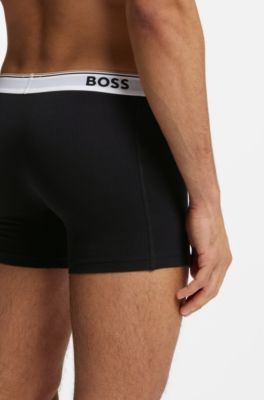 ボクサーパンツ3枚セット ストレッチコットン ロゴ, ブラック