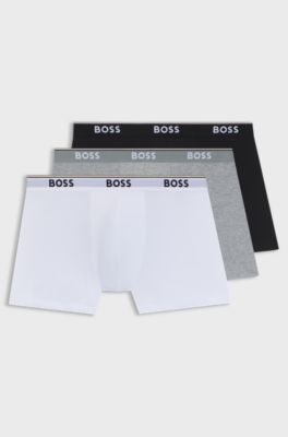 Three-pack of boxer briefs in stretch cotton, White / Grey / Black