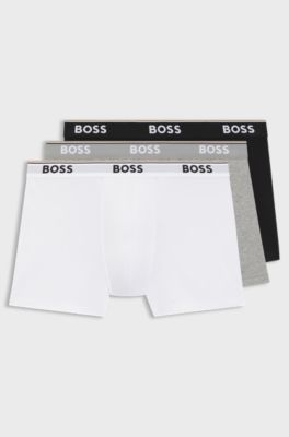 Set van drie boxershorts van stretchkatoen, White / Grey / Black