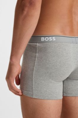 Set van drie boxershorts van stretchkatoen, White / Grey / Black