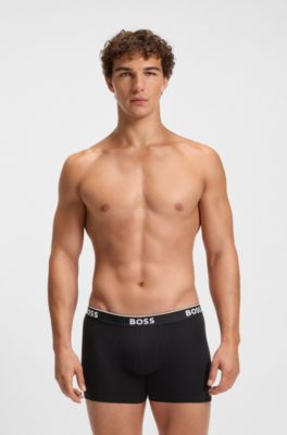 Set van drie boxershorts van stretchkatoen, White / Grey / Black