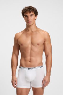 Set van drie boxershorts van stretchkatoen, White / Grey / Black