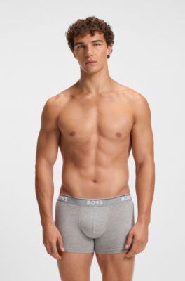 Dreierpack eng anliegende Boxershorts aus Stretch-Baumwolle, Wei&szlig; / Grau / Schwarz