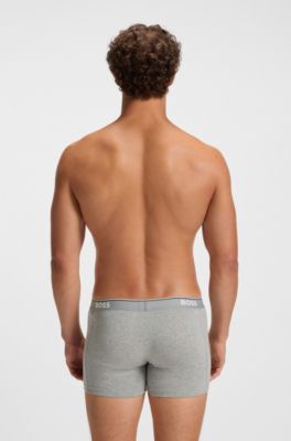 Three-pack of boxer briefs in stretch cotton, White / Grey / Black