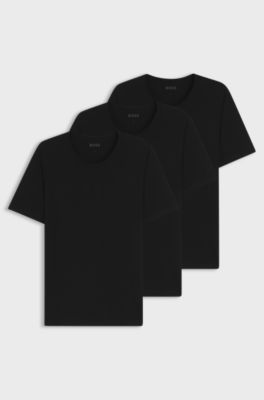 Three-pack of logo-embroidered T-shirts in cotton, Black