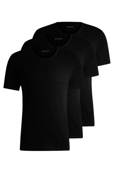 Three-pack of logo-embroidered T-shirts in cotton, Black