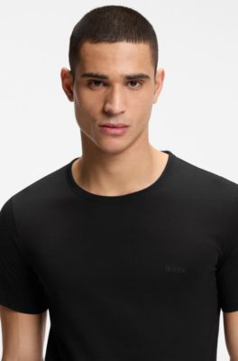 Dreierpack T-Shirts aus Baumwolle mit Logo-Stickerei, Schwarz