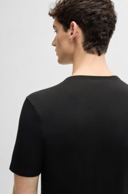 Set van drie T-shirts van katoen met logostiksel, Zwart