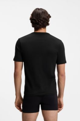 Set van drie T-shirts van katoen met logostiksel, Zwart