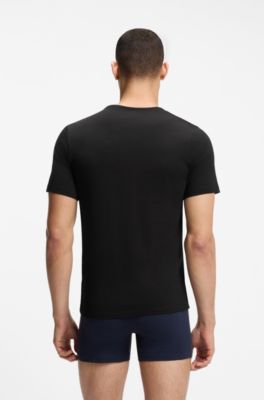 Trepack t-shirts i bomull med broderad logga, Svart