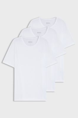 Dreierpack T-Shirts aus Baumwolle mit Logo-Stickerei, Wei&szlig;