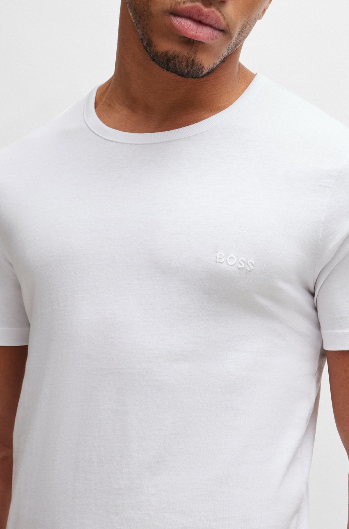 Three-pack of logo-embroidered T-shirts in cotton, White