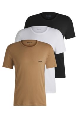 BOSS - Three-pack of logo-embroidered T-shirts in cotton