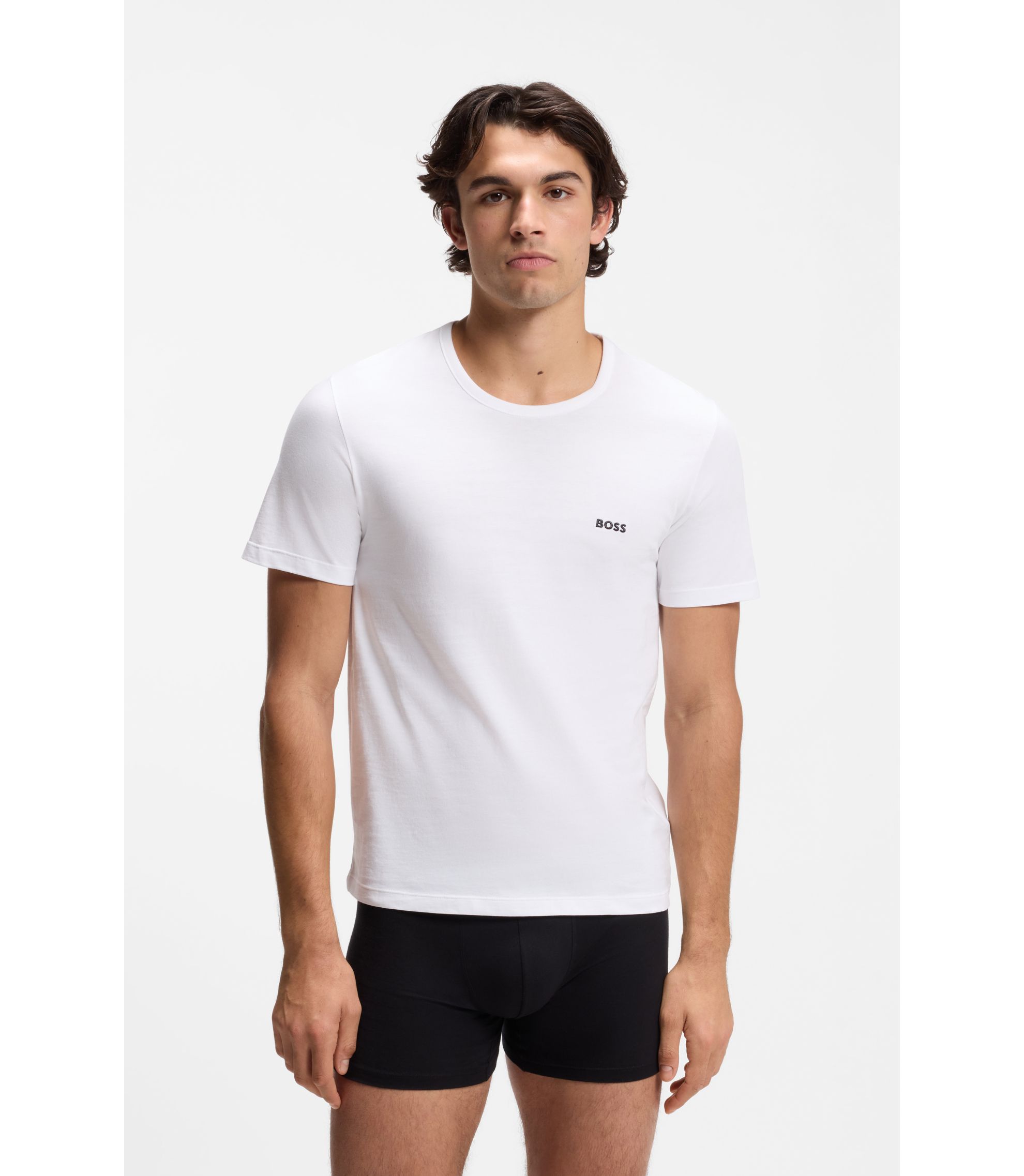 BOSS - Tシャツ3枚セット ロゴエンブロイダリー コットン - ブラック