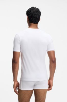 Three-pack of logo-embroidered T-shirts in cotton, Black  /  White  /  Beige