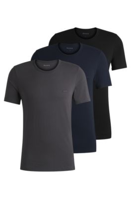 BOSS Three pack of logo embroidered T shirts in cotton