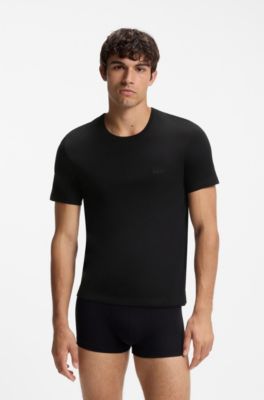 Three-pack of logo-embroidered T-shirts in cotton, Black / Grey / Blue