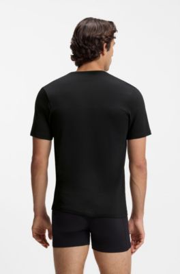 Three-pack of logo-embroidered T-shirts in cotton, Black / Grey / Blue