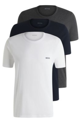 BOSS - Three-pack of logo-embroidered T-shirts in cotton