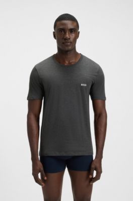 Three-pack cotton T-shirts, White / Blue / Grey