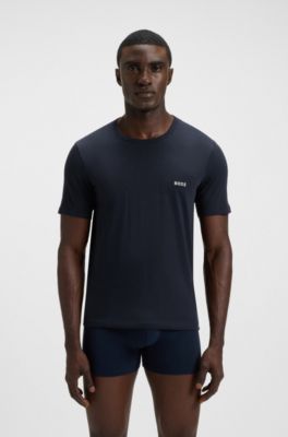 Three-pack of logo-embroidered T-shirts in cotton, White / Blue / Grey