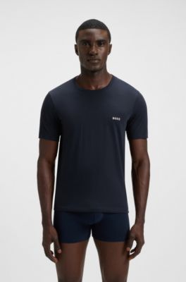 Three-pack of logo-embroidered T-shirts in cotton, White / Blue / Grey