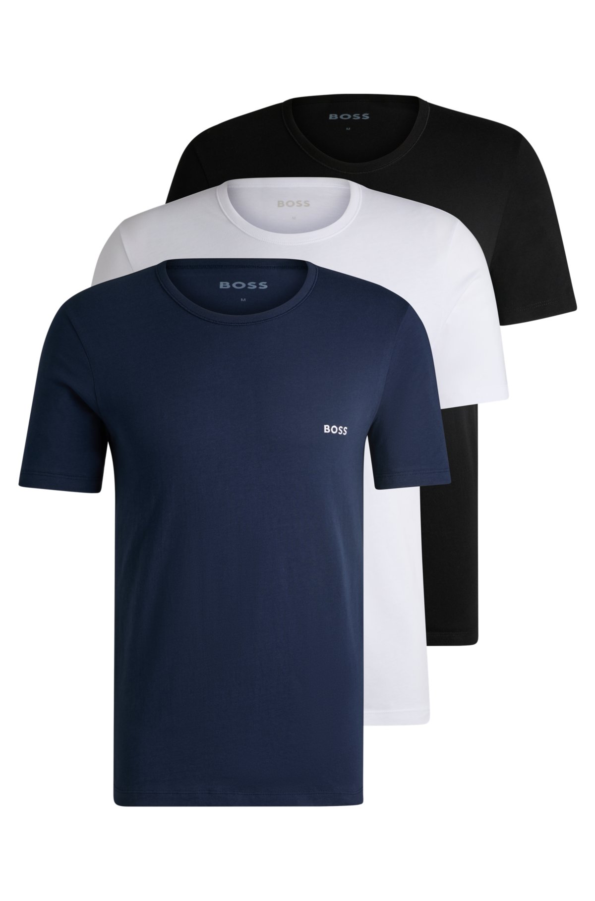 BOSS - Three-pack of logo-embroidered T-shirts in cotton