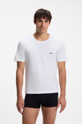 Three-pack of logo-embroidered T-shirts in cotton, Black / White / Blue