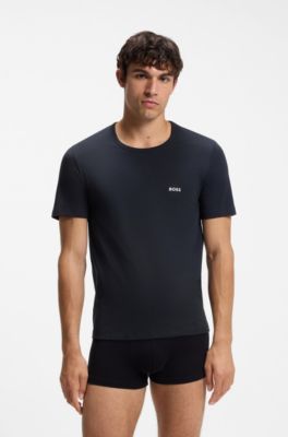 Three-pack of logo-embroidered T-shirts in cotton, Black / White / Blue