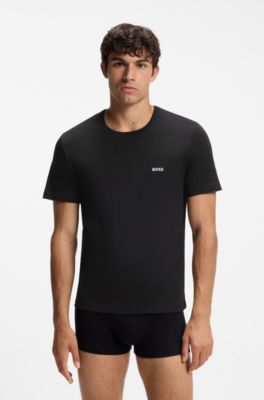 Three-pack of logo-embroidered T-shirts in cotton, Black / White / Blue