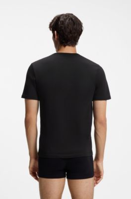 Three-pack of logo-embroidered T-shirts in cotton, Black / White / Blue