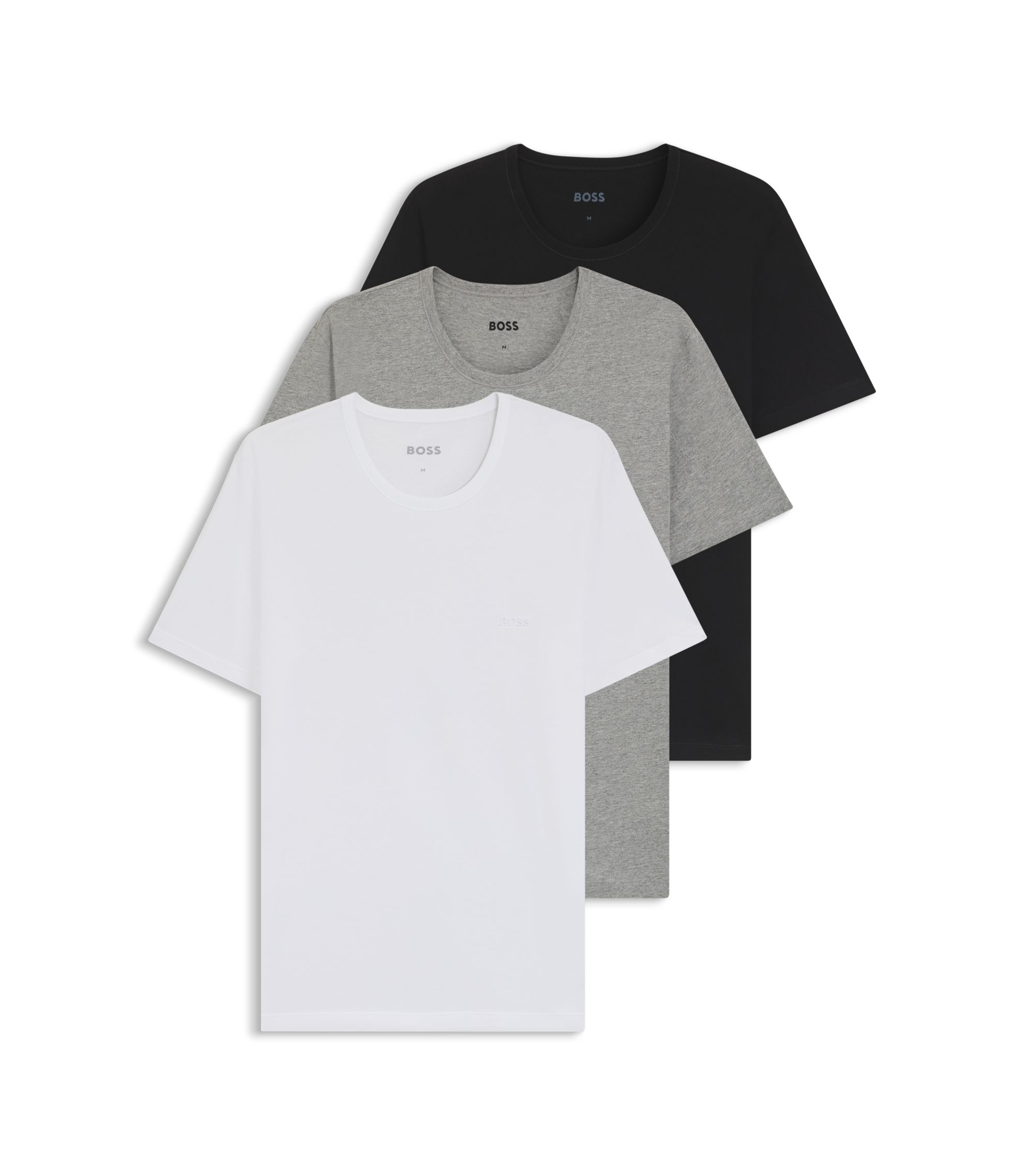 BOSS オフィシャルグッズ 白色3点セット BOSS - Tシャツ3枚セット ロゴエンブロイダリー コットン