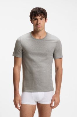 Three-pack of logo-embroidered T-shirts in cotton, White / Grey / Black