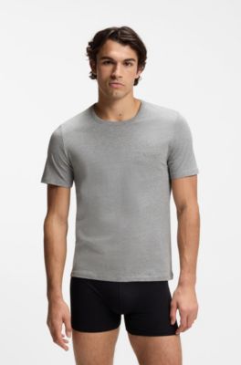 Pack de tr&ecirc;s t-shirts com log&oacute;tipo bordado em algod&atilde;o, White / Grey / Black