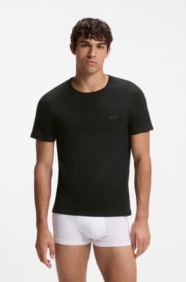 T-shirt in cotone con logo ricamato in confezione da tre, Bianco / Grigio / Nero