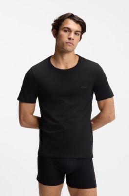 Three-pack of logo-embroidered T-shirts in cotton, White / Grey / Black