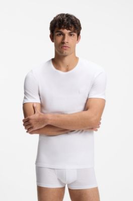 Three-pack of logo-embroidered T-shirts in cotton, White / Grey / Black