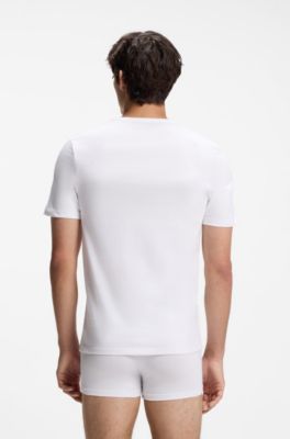 Three-pack of logo-embroidered T-shirts in cotton, White / Grey / Black