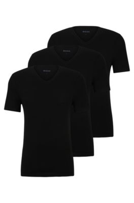 BOSS - Three-pack of V-neck T-shirts in cotton jersey