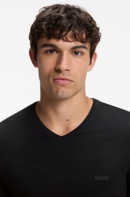 Three-pack of V-neck underwear T-shirts in cotton, Black