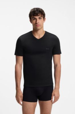 Three-pack of V-neck underwear T-shirts in cotton, Black