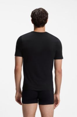 Three-pack of V-neck underwear T-shirts in cotton, Black