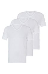 Three-pack of V-neck T-shirts in cotton jersey, White