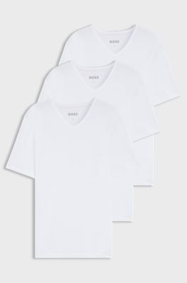 Three-pack of V-neck underwear T-shirts in cotton, White