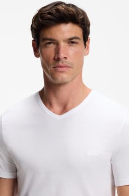 Set van drie katoenen ondershirts met V-hals, Wit