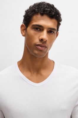Three-pack of V-neck underwear T-shirts in cotton, White