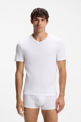 Three-pack of V-neck underwear T-shirts in cotton, White