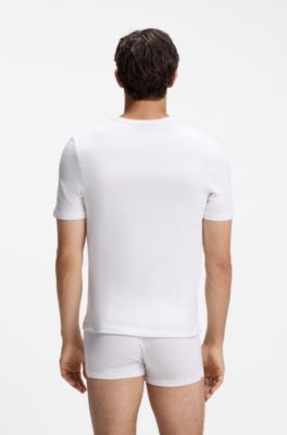 Three-pack of V-neck underwear T-shirts in cotton, White
